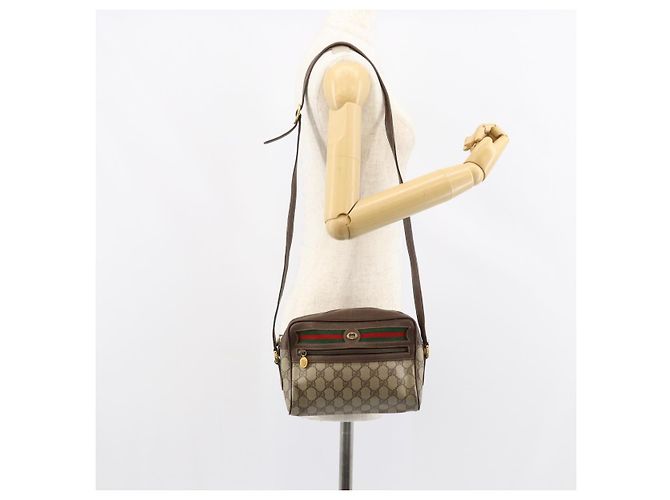 Borsa Sherry Line GG Supreme Web di GUCCI in PVC beige e oro 119 02 087 Auth 154660 D'oro - vista 24
