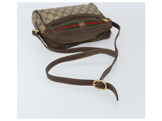 Borsa Sherry Line GG Supreme Web di GUCCI in PVC beige e oro 119 02 087 Auth 154660 D'oro - vista 7