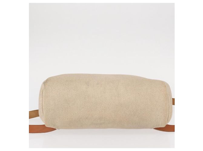 Hermès HERMES Mochila Herbag Lona Cuero Beige Plata Auth bs31446 - vista 11