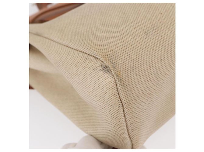 Hermès HERMES Mochila Herbag Lona Cuero Beige Plata Auth bs31446 - vista 12