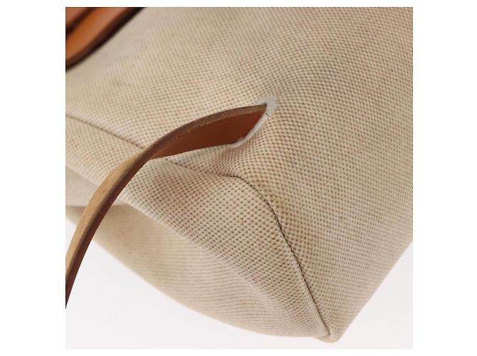 Hermès HERMES Mochila Herbag Lona Cuero Beige Plata Auth bs31446 - vista 14