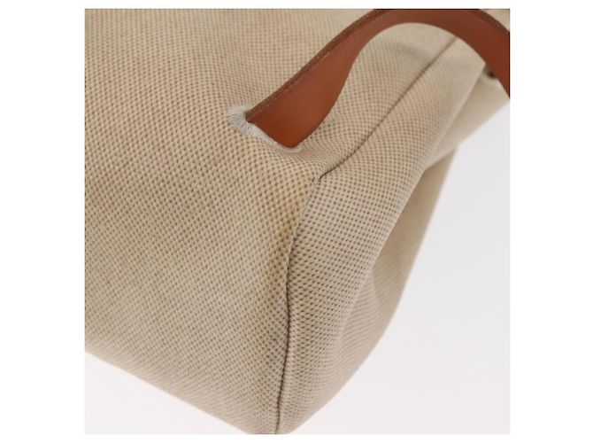 Hermès HERMES Mochila Herbag Lona Cuero Beige Plata Auth bs31446 - vista 15