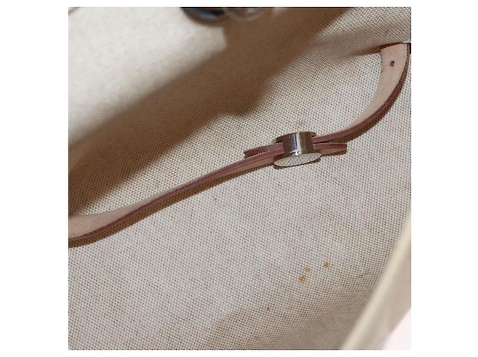 Hermès HERMES Mochila Herbag Lona Cuero Beige Plata Auth bs31446 - vista 21