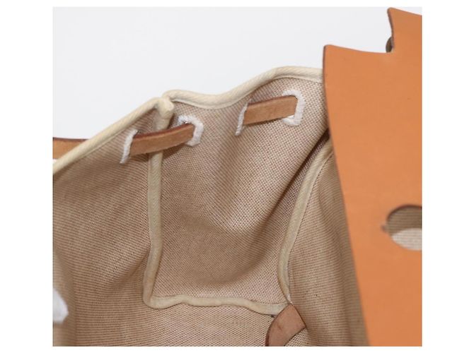 Hermès HERMES Mochila Herbag Lona Cuero Beige Plata Auth bs31446 - vista 23