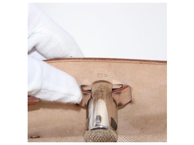Hermès HERMES Mochila Herbag Lona Cuero Beige Plata Auth bs31446 - vista 24