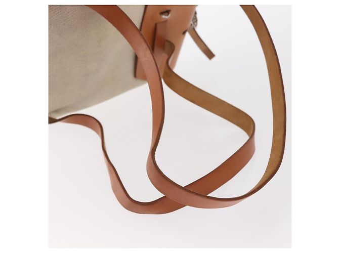 Hermès HERMES Mochila Herbag Lona Cuero Beige Plata Auth bs31446 - vista 9