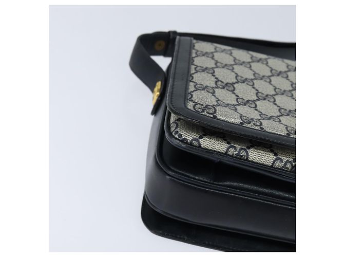 Gucci Borsa a Spalla GG Supreme PVC Blu Navy Oro Auth 147854 D'oro - vista 10