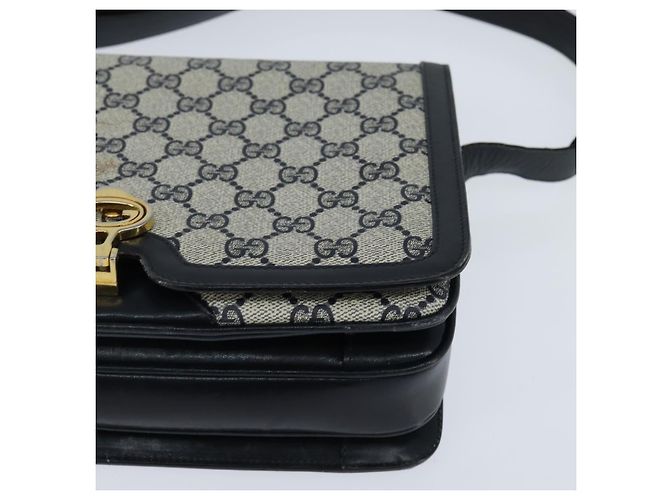 Gucci Borsa a Spalla GG Supreme PVC Blu Navy Oro Auth 147854 D'oro - vista 11