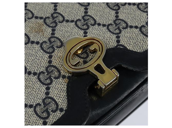 Gucci Borsa a Spalla GG Supreme PVC Blu Navy Oro Auth 147854 D'oro - vista 14