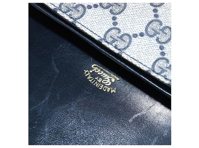Gucci Borsa a Spalla GG Supreme PVC Blu Navy Oro Auth 147854 D'oro - vista 16