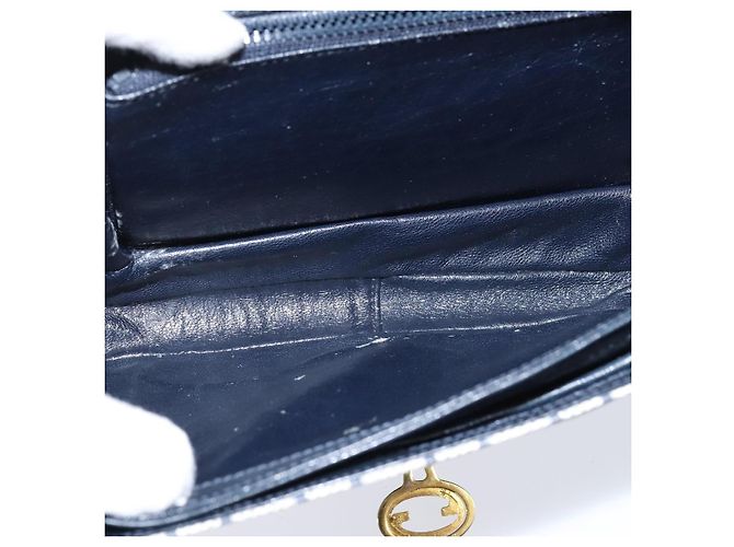 Gucci Borsa a Spalla GG Supreme PVC Blu Navy Oro Auth 147854 D'oro - vista 17