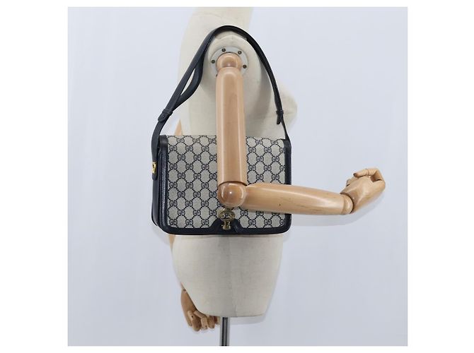 Gucci Borsa a Spalla GG Supreme PVC Blu Navy Oro Auth 147854 D'oro - vista 22
