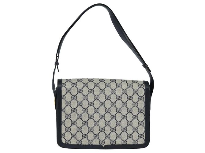 Gucci Borsa a Spalla GG Supreme PVC Blu Navy Oro Auth 147854 D'oro - vista 3