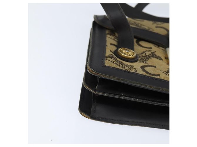 Céline Borsa a mano Celine C Sulky in tela e pelle marrone dorato Auth 147776 D'oro - vista 10