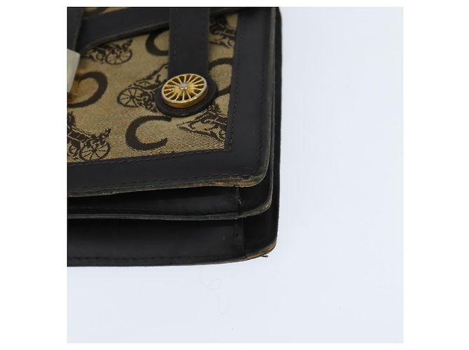 Céline Borsa a mano Celine C Sulky in tela e pelle marrone dorato Auth 147776 D'oro - vista 11