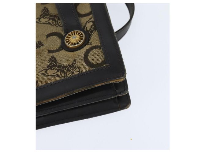 Céline Borsa a mano Celine C Sulky in tela e pelle marrone dorato Auth 147776 D'oro - vista 13