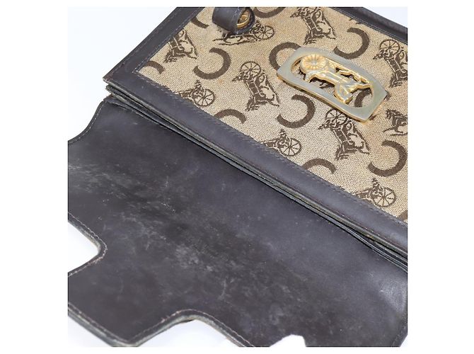 Céline Borsa a mano Celine C Sulky in tela e pelle marrone dorato Auth 147776 D'oro - vista 15