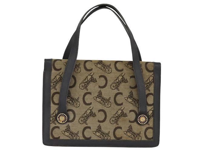 Céline Borsa a mano Celine C Sulky in tela e pelle marrone dorato Auth 147776 D'oro - vista 3