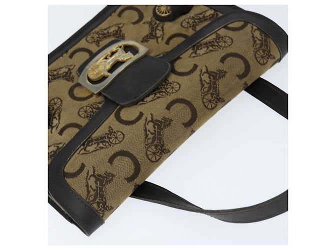 Céline Borsa a mano Celine C Sulky in tela e pelle marrone dorato Auth 147776 D'oro - vista 6