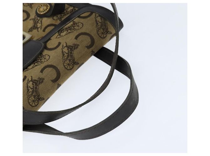 Céline Borsa a mano Celine C Sulky in tela e pelle marrone dorato Auth 147776 D'oro - vista 7