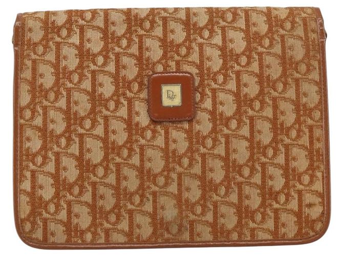 Borsa a Spalla in Tela Trotter Christian Dior Marrone Oro Auth bs31572 D'oro - vista 2