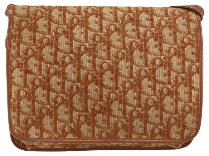 Borsa a Spalla in Tela Trotter Christian Dior Marrone Oro Auth bs31572 D'oro - vista 3