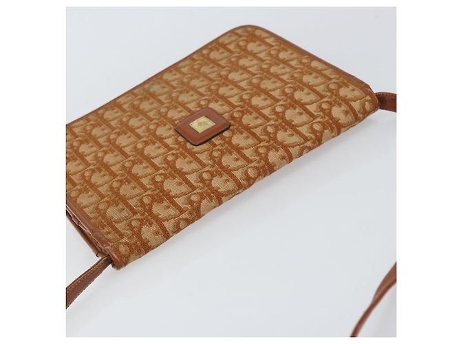 Borsa a Spalla in Tela Trotter Christian Dior Marrone Oro Auth bs31572 D'oro - vista 6