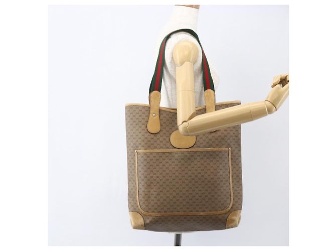 Borsa Sherry Line in PVC Beige Micro GG Supreme Web di GUCCI 002 904 0223 Auth 156847 D'oro - vista 19