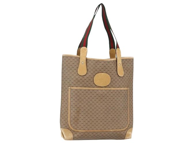 Borsa Sherry Line in PVC Beige Micro GG Supreme Web di GUCCI 002 904 0223 Auth 156847 D'oro - vista 20