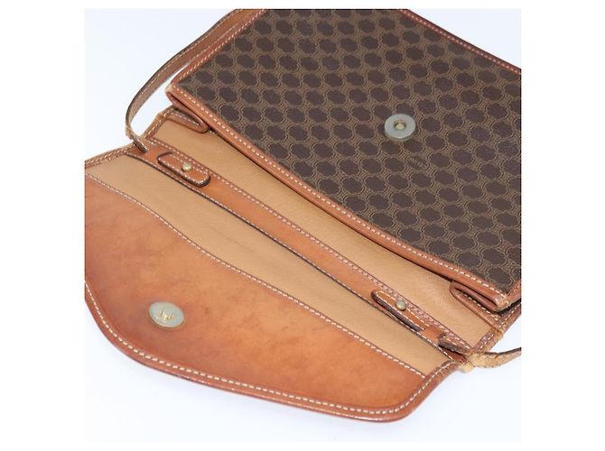 Céline Borsa a Spalla in Tela Macadam CELINE in Pelle PVC Marrone Oro Auth 150768 D'oro - vista 15