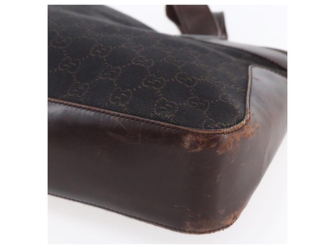 Bolsa de mão em canvas GG GUCCI marrom escuro dourado 73983 Auth 151009 Castanho escuro - vista 10