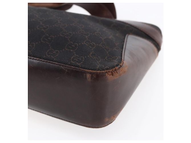 Bolsa de mão em canvas GG GUCCI marrom escuro dourado 73983 Auth 151009 Castanho escuro - vista 12