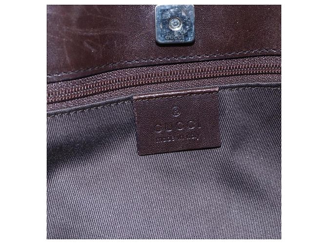 Bolsa de mão em canvas GG GUCCI marrom escuro dourado 73983 Auth 151009 Castanho escuro - vista 14