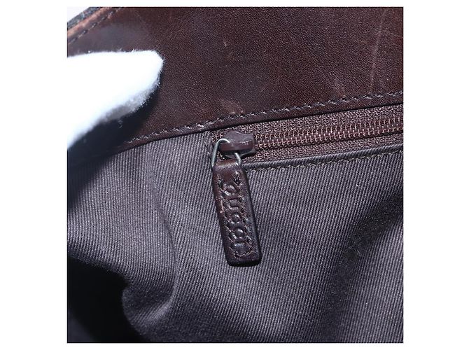 Bolsa de mão em canvas GG GUCCI marrom escuro dourado 73983 Auth 151009 Castanho escuro - vista 15