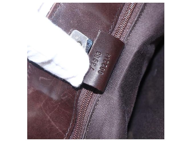 Bolsa de mão em canvas GG GUCCI marrom escuro dourado 73983 Auth 151009 Castanho escuro - vista 20