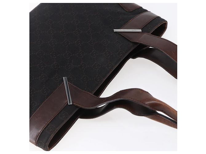 Bolsa de mão em canvas GG GUCCI marrom escuro dourado 73983 Auth 151009 Castanho escuro - vista 6