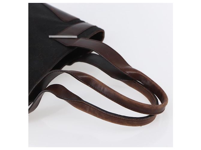 Bolsa de mão em canvas GG GUCCI marrom escuro dourado 73983 Auth 151009 Castanho escuro - vista 7