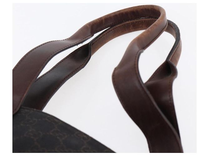 Bolsa de mão em canvas GG GUCCI marrom escuro dourado 73983 Auth 151009 Castanho escuro - vista 8