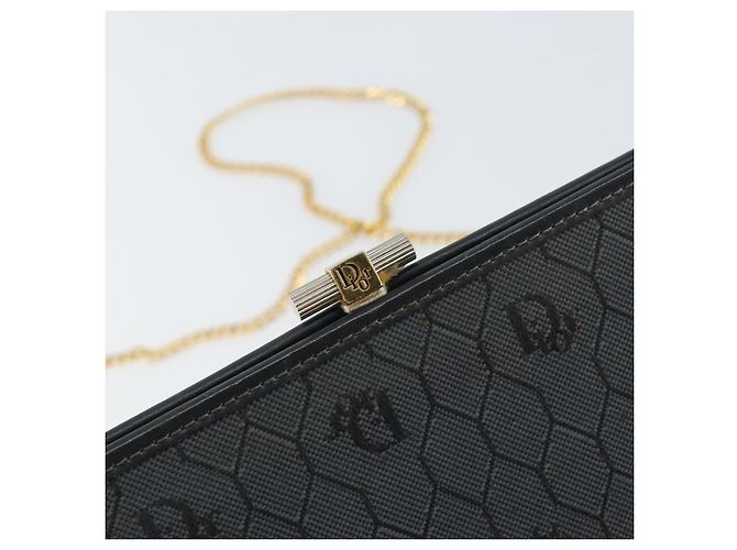 Borsa a spalla in tela a nido d'ape Christian Dior nera e oro Auth 149271 Nero D'oro - vista 14