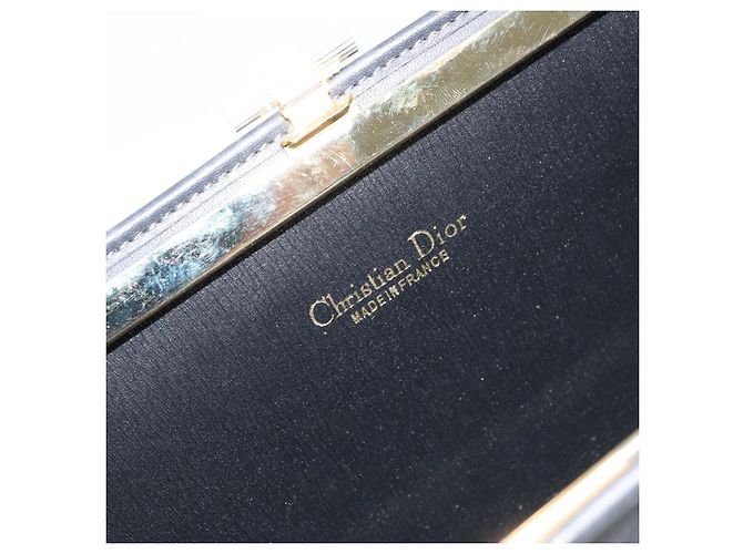 Borsa a spalla in tela a nido d'ape Christian Dior nera e oro Auth 149271 Nero D'oro - vista 15