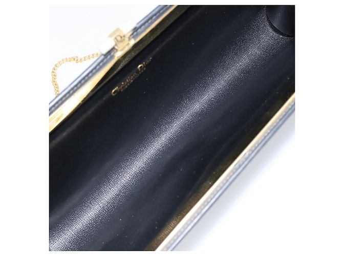 Borsa a spalla in tela a nido d'ape Christian Dior nera e oro Auth 149271 Nero D'oro - vista 16