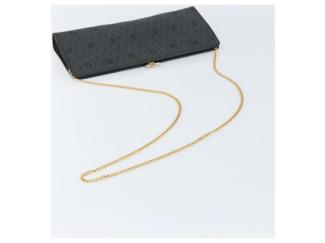 Borsa a spalla in tela a nido d'ape Christian Dior nera e oro Auth 149271 Nero D'oro - vista 7