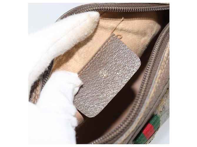 Borsa Sherry Line GG Supreme Web di GUCCI in PVC beige e oro 89 02 066 Auth 156823 D'oro - vista 16