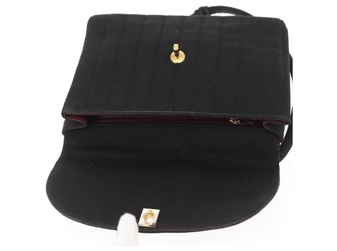 CHANEL Mademoiselle Borsa a Spalla Cotone Nero Oro CC Auth bs31506 D'oro - vista 15
