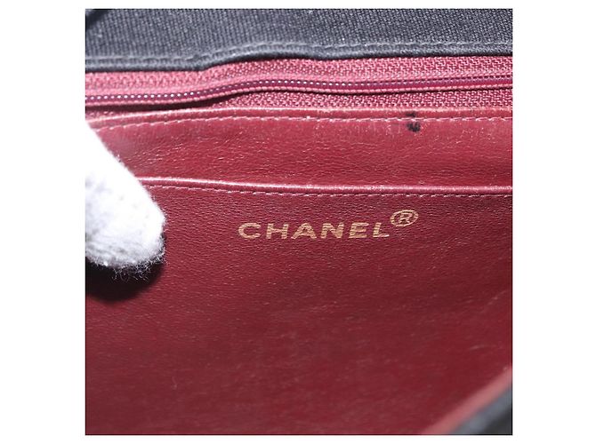CHANEL Mademoiselle Borsa a Spalla Cotone Nero Oro CC Auth bs31506 D'oro - vista 17