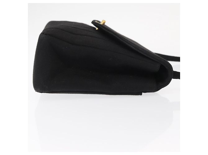 CHANEL Mademoiselle Borsa a Spalla Cotone Nero Oro CC Auth bs31506 D'oro - vista 4