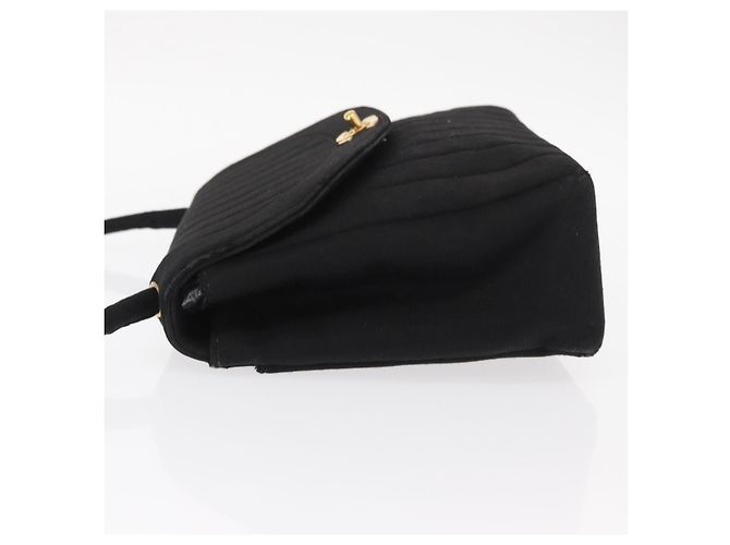 CHANEL Mademoiselle Borsa a Spalla Cotone Nero Oro CC Auth bs31506 D'oro - vista 5