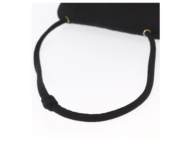 CHANEL Mademoiselle Borsa a Spalla Cotone Nero Oro CC Auth bs31506 D'oro - vista 7