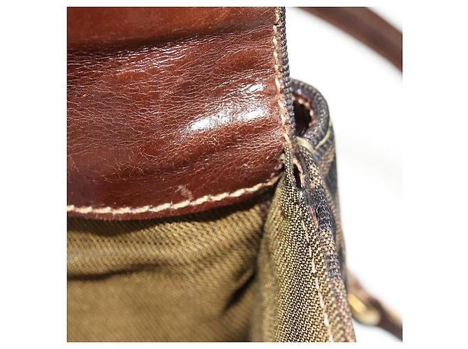 Borsa a mano in tela Zucca FENDI nera e marrone Auth 156483V Nero - vista 10