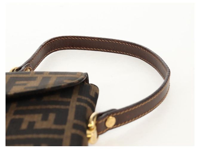 Borsa a mano in tela Zucca FENDI nera e marrone Auth 156483V Nero - vista 14